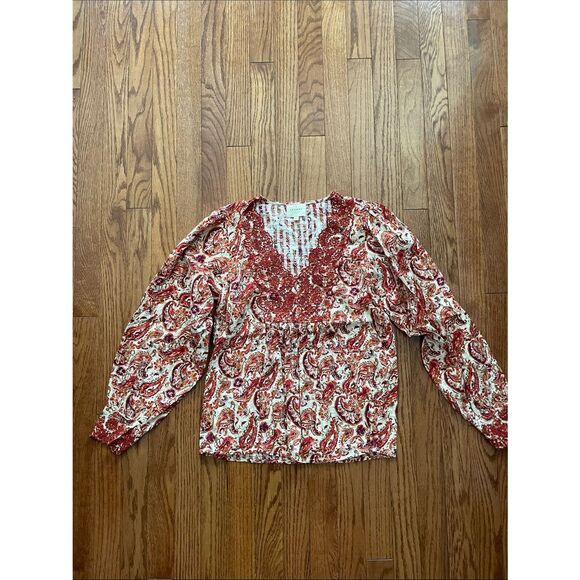 Sezane Tops - Sezane Orange Paisley Print Long Sleeve Blouse Women’s Sz 34/XS-2